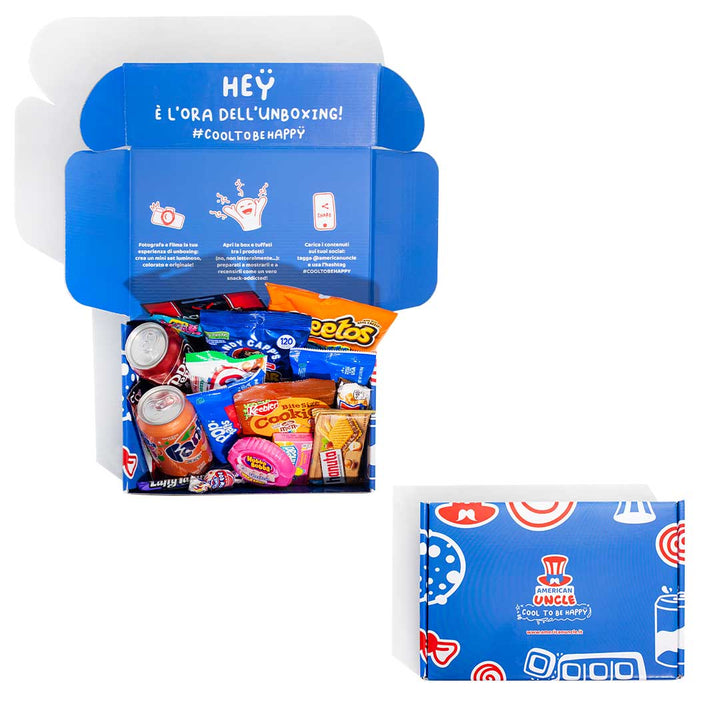 Americanbox de al menos 20 productos: dulce, salado y bebidas 