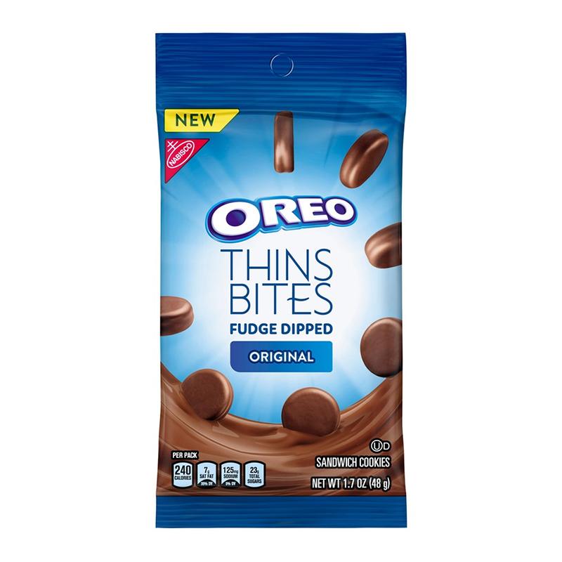 Oreo Thins Bites Fudge Dipped Original, monete di cioccolato con crema alla vaniglia da 168g (1954203959393)