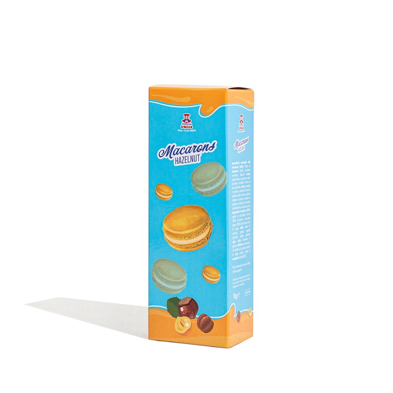 American Uncle Macarons Hazelnut, merengues de almendras rellenas de crema de avellana de 78g