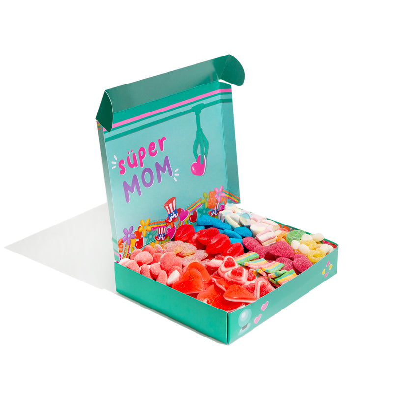 Snack Box - Mom Edition + Caja de regalo para mamá + Candy Box - Super Mom Edition de 1kg sorpresa