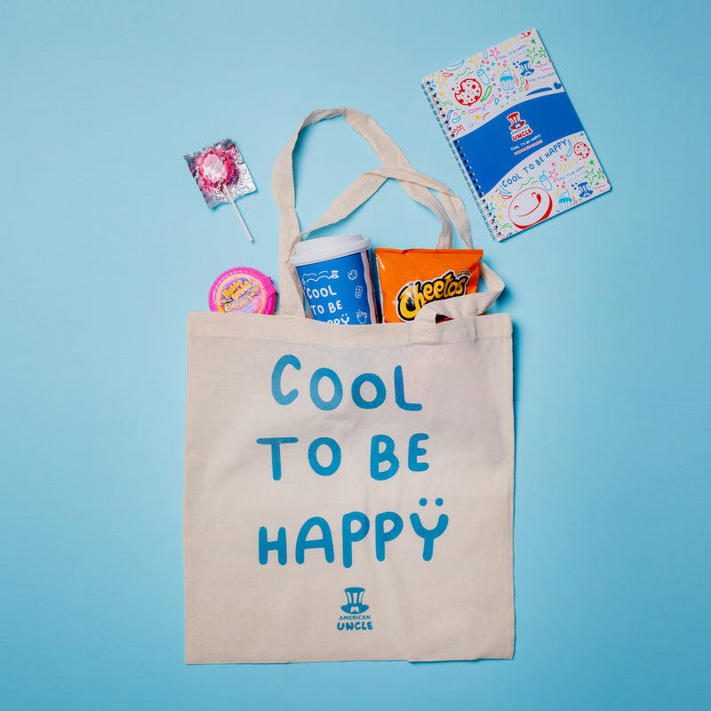 Shopper Cool to be Happy, bolsa de color habano en algodón resistente, 35x40cm