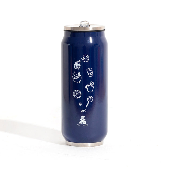 Botella Cool to be Happy, botella de acero azul de 500ml con pajita antibacteriana integrada 
