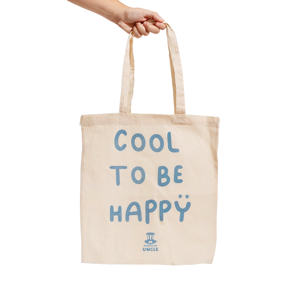 Shopper Cool to be Happy, bolsa de color marrón en algodón resistente, 35x40cm 