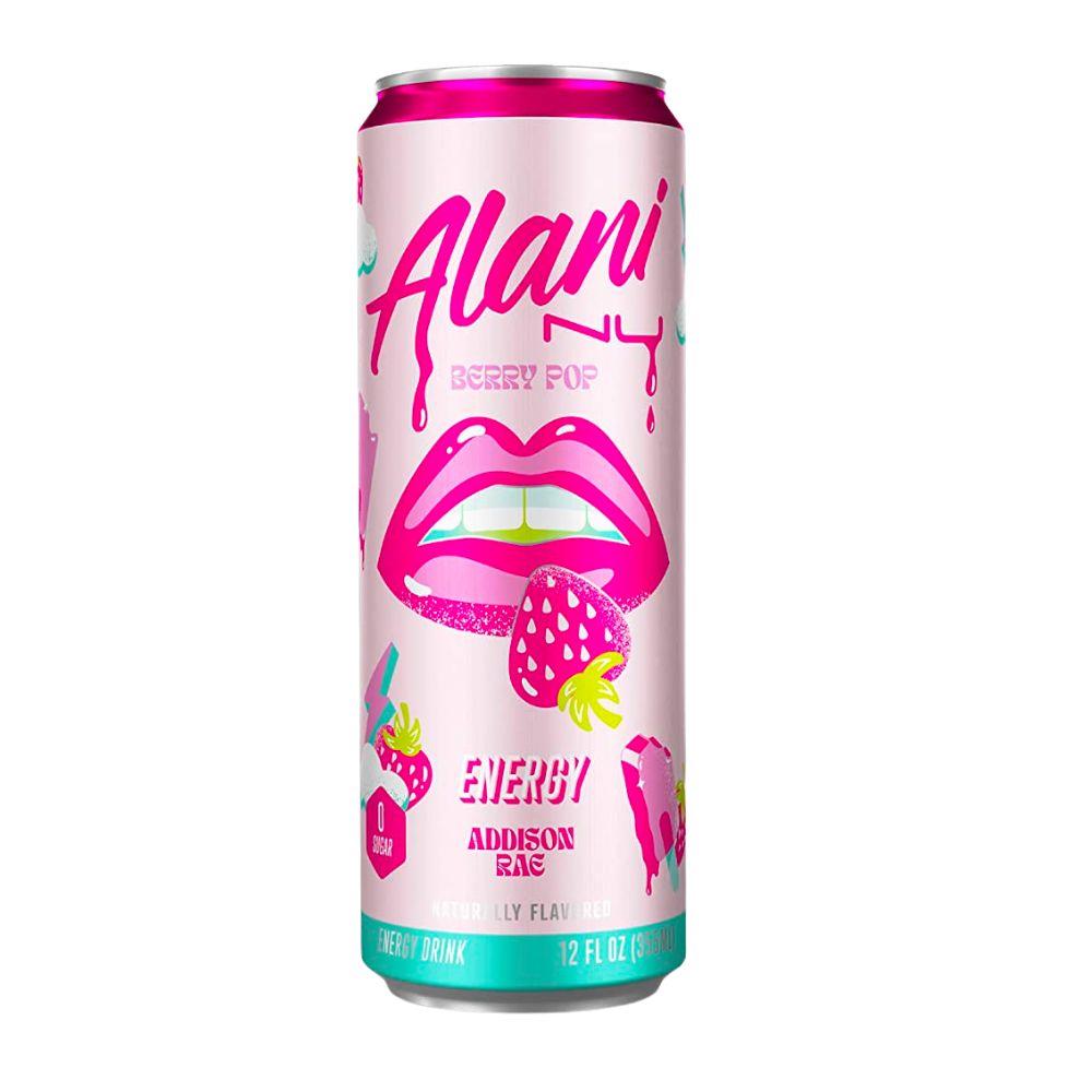 Alani Nu Energy Berry Pop Addison Rae Zero Azúcar, energy drink con sabor a frutos del bosque de 355ml 