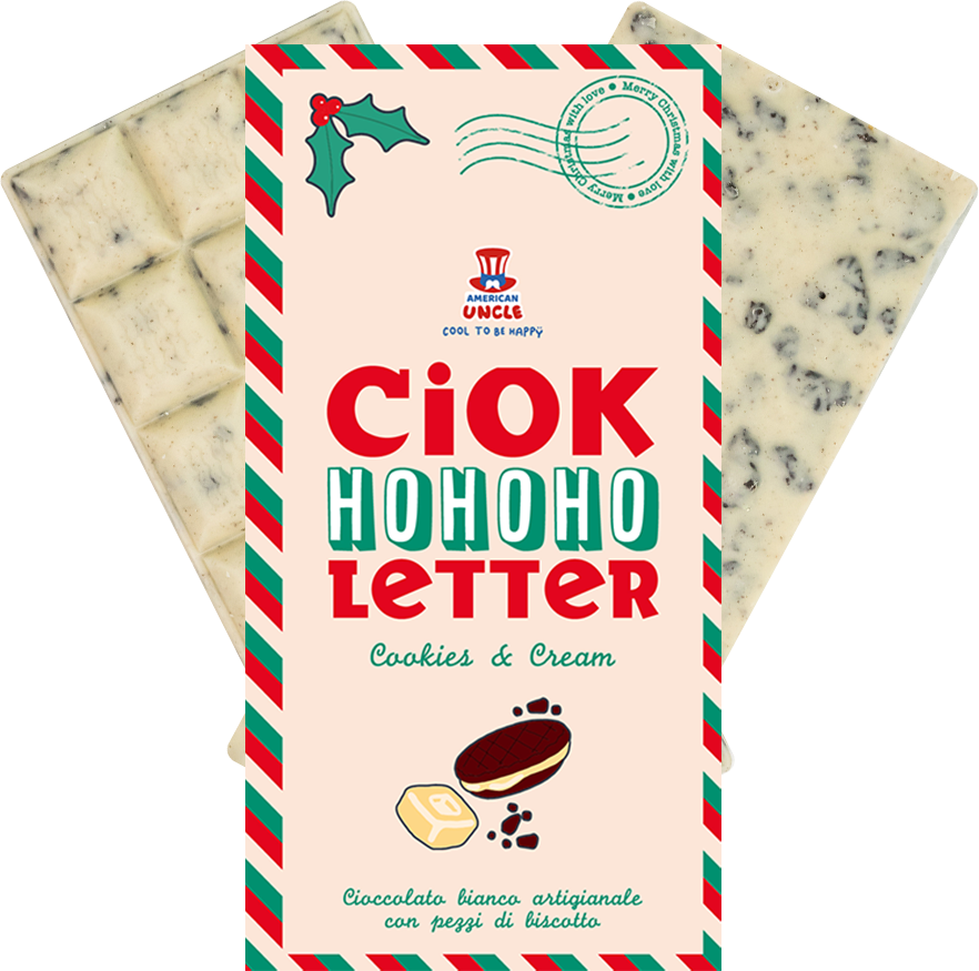 ChocoLetter Cookies & Cream, tableta de chocolate blanco artesanal con trozos de galleta de 100g 