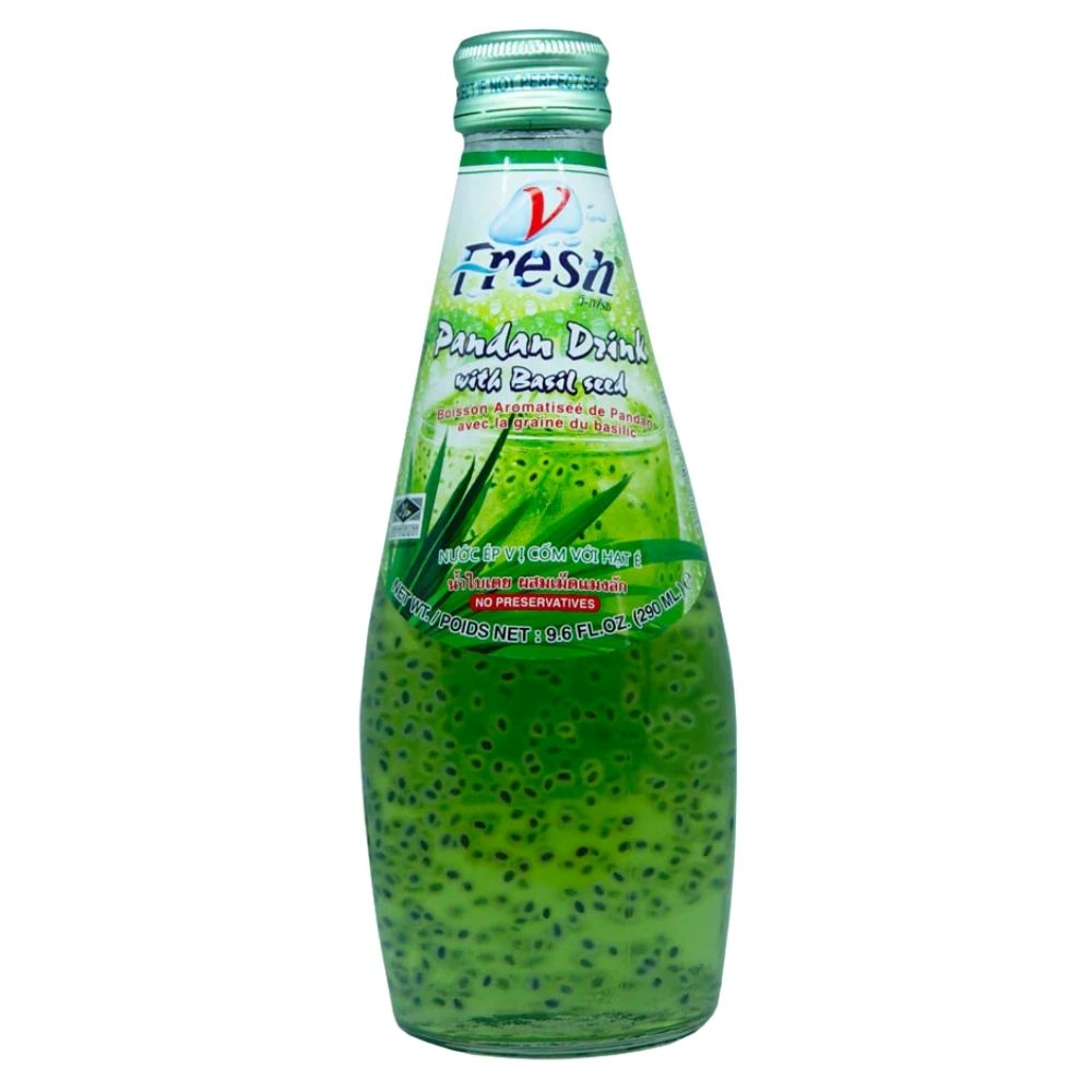 Bebida de Semillas de Albahaca Fresca con Pandan, bebida tailandesa de pandan con semillas de albahaca de 290ml 