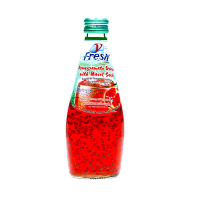 Confezione da 290ml di bevanda al melograno con semi di basilico Fresh Pomegranate Drink with Basil Seed