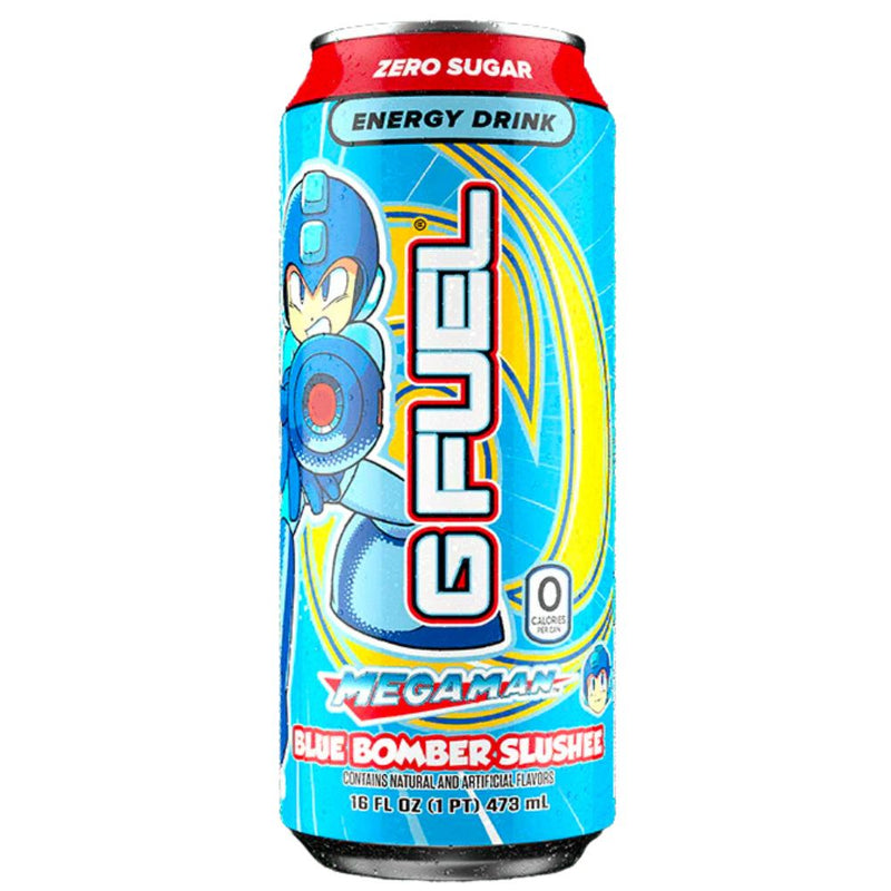 Confezione da 473ml di energy drink alla frutta GFuel Mega Man Zero Sugar Blue Bomber Slushee