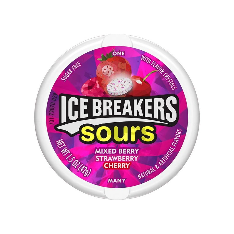 Ice Breakers Sours Mixed Berry Strawberry Cherry, caramelos ácidos de frutas de 42g