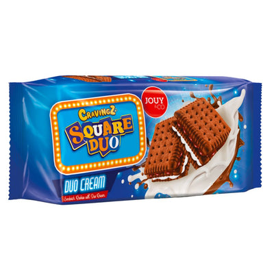 Confezione da 216g di biscotti al cacao Jouy&Co Cravingz Square Duo Cream