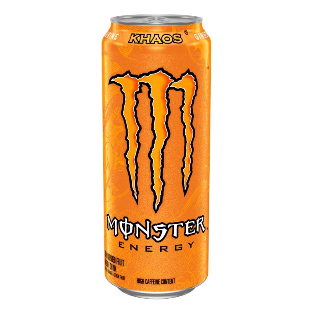 (Monstruo no de colección, dañado) Monster Energy Khaos, bebida energética de naranja de 335ml 
