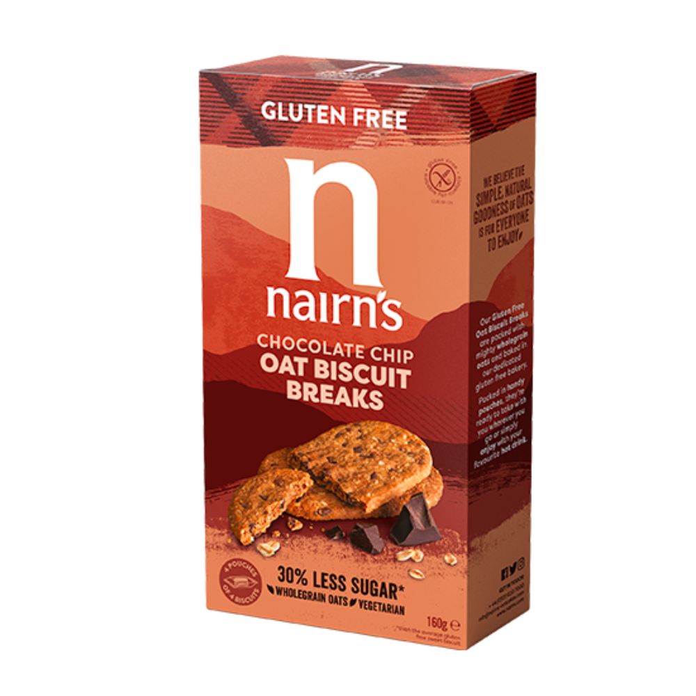 Nairn's Chocolate Chip Oat Biscuit Breaks, galletas de avena con chispas de chocolate de 160g 