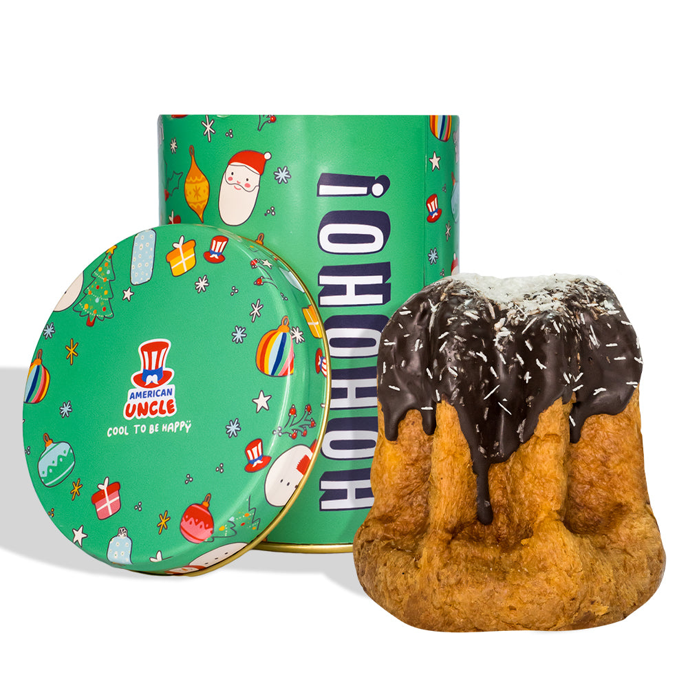 Pandoro artesanal Dark Choco & Coconut de 200g, cobertura y relleno de chocolate negro y coco 