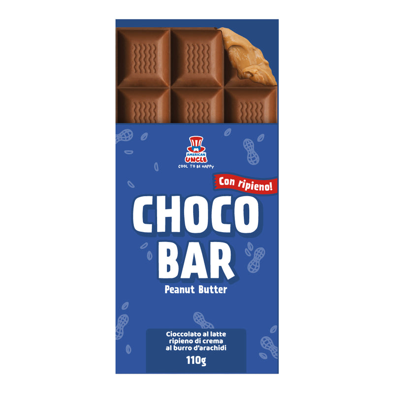 Choco Bar Peanut Butter filled, chocolate con leche relleno de crema de mantequilla de maní de 110g