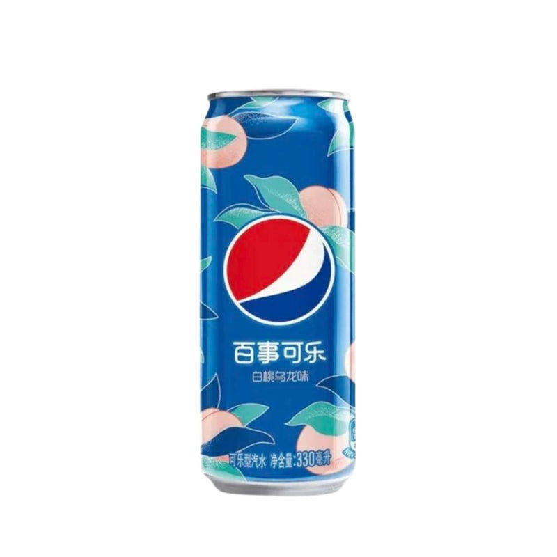Confezione da 330ml di bevanda alla pesca Pepsi White Peach Oolong