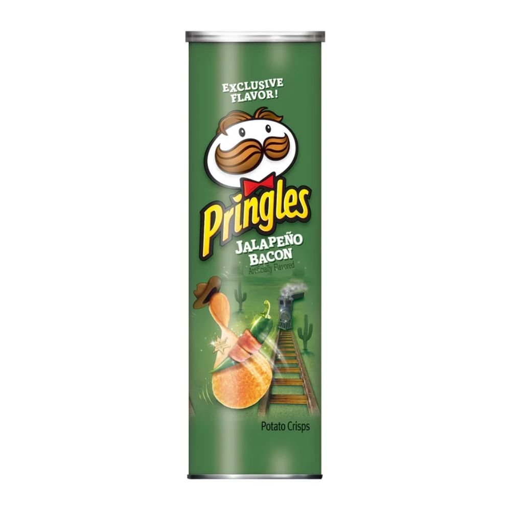 Pringles Jalapeño Bacon, patatas fritas con sabor a bacon y chile jalapeño de 156g 