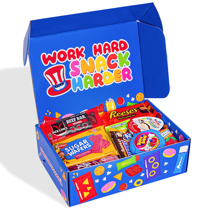 Snack box “Cool to be Happy”, caja sorpresa de 20 snack dulces, salados y bebidas 