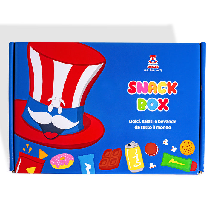 Snack box “Cool to be Happy”, caja sorpresa de 20 snack dulces, salados y bebidas 