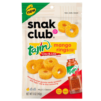 Confezione da 142g di caramelle al mango Snak Club Tajin Mango Rings Chili & Lime