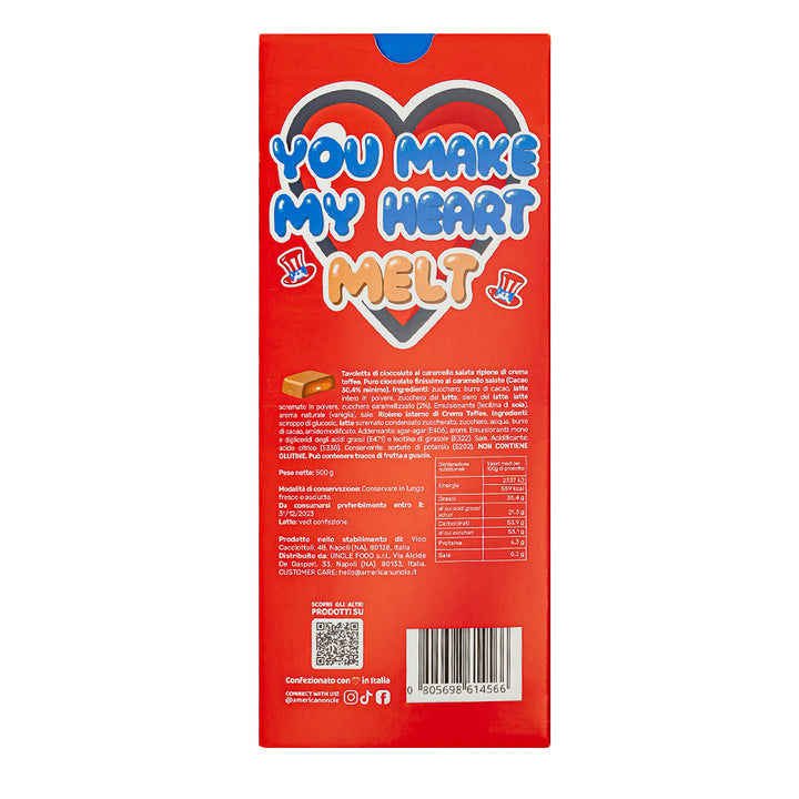 XL Creamy Toffee filled Choco Love Bar, chocolate al caramelo relleno de crema toffee de 500g 