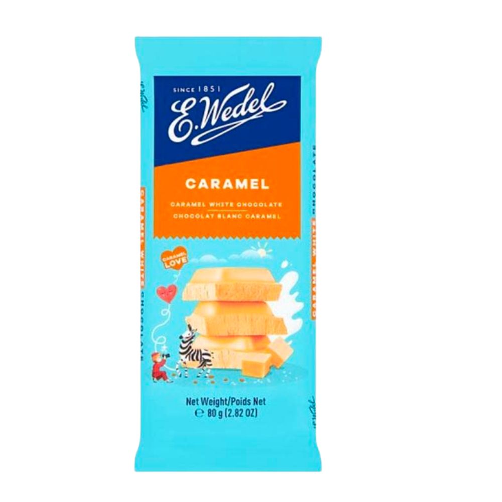 Wedel Choco Caramel, barra de chocolate blanco con caramelo de 80g 