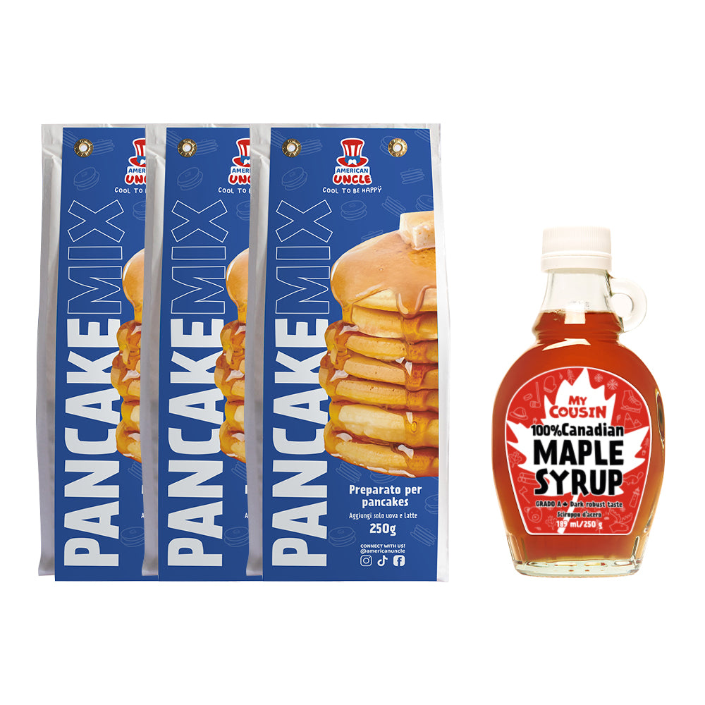 3x American Uncle Preparado para Panqueques + jarabe de arce My Cousin 