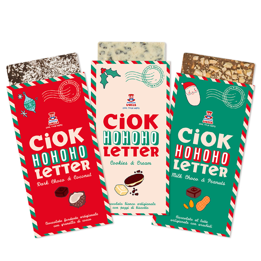 ChocoLetter Cookies & Cream + Choco Oscuro & Coco + Choco con Leche & Cacahuetes, 3 tabletas de chocolate artesanal de 100g 