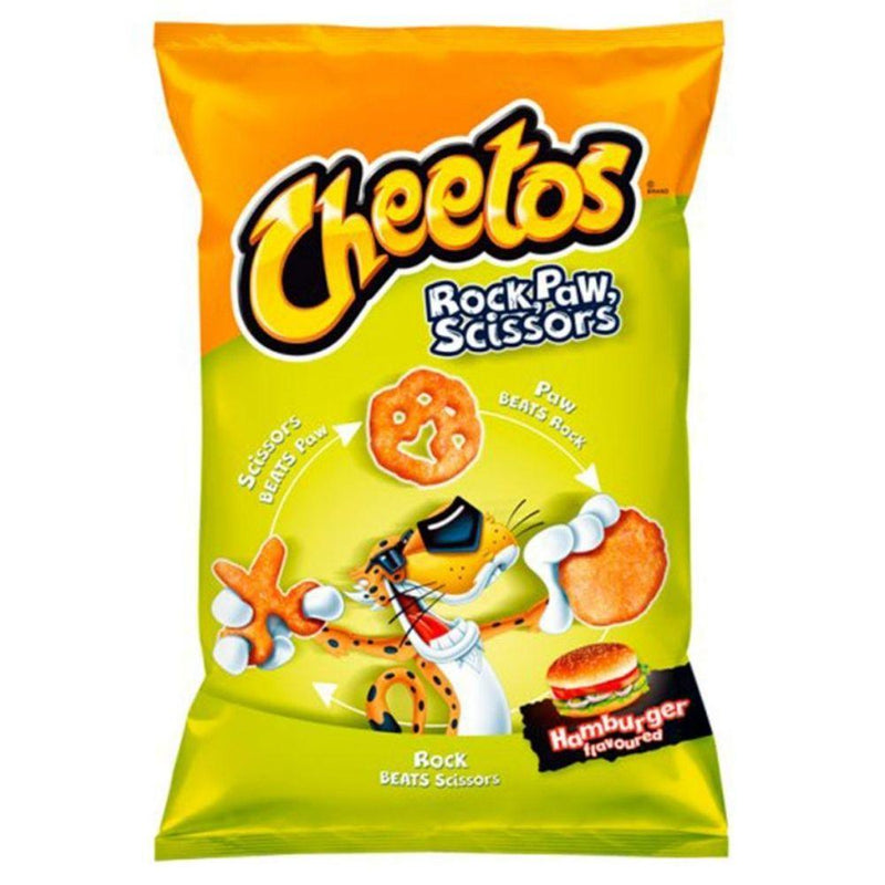 Cheetos Rock, Paw, Scissors Hamburger, patatine al gusto di hamburger da 85g (4751213068385)