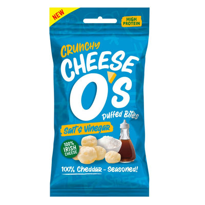 Confezione da 25g di formaggio cheddar tostato al sale e aceto Crunchy Cheese Os Salt e Vinegar