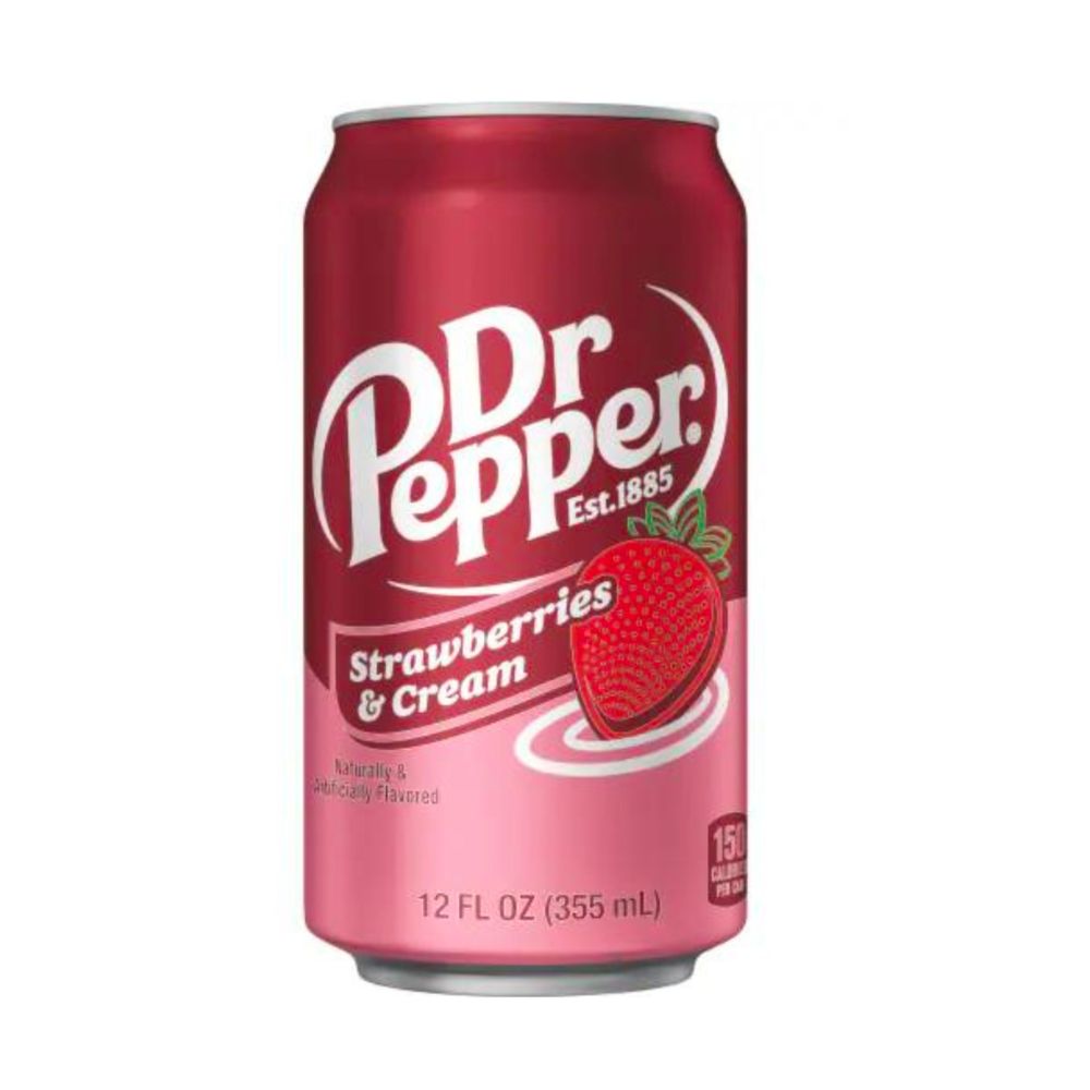Dr Pepper Fresas & Crema, bebida con sabor a crema y fresa de 355ml 
