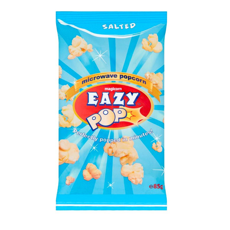 Confezione da 85g di popcorn salati Eazy Popcorn Salted