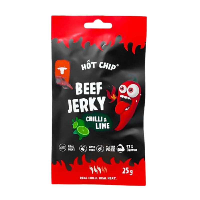 Confezione di carne secca Hot Chip Jerky Chilli Lime da 25g