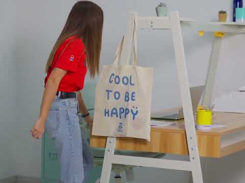 Shopper Cool to be Happy, bolsa de color marrón en algodón resistente, 35x40cm 