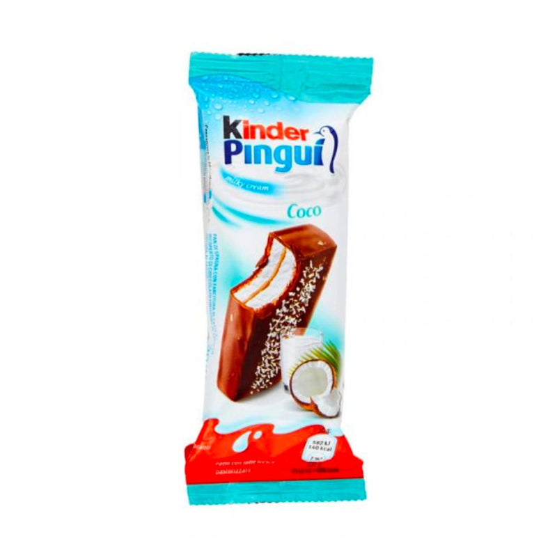 Kinder Pinguì Cocco, merienda de chocolate, leche y coco de 30g