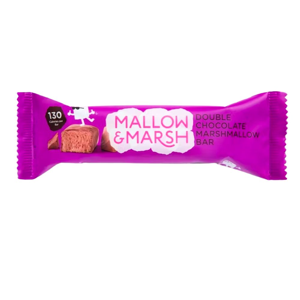 Confezione da 35g di barretta marshmallow ricoperta di doppio cioccolato Mallow & Marsh Double Chocolate Coated Chocolate Marshmallow Bar 