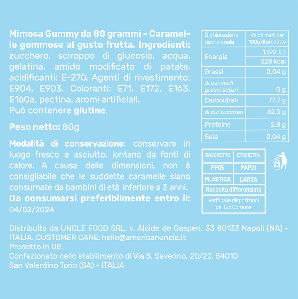 Mimosa Gummy, bolsa de caramelos gomosos para una super mujer de 80 g 
