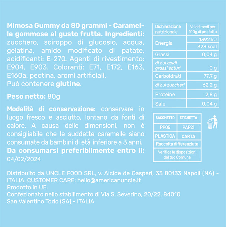 Mimosa Gummy, bolsa de caramelos gomosos para una super mujer de 80 g 