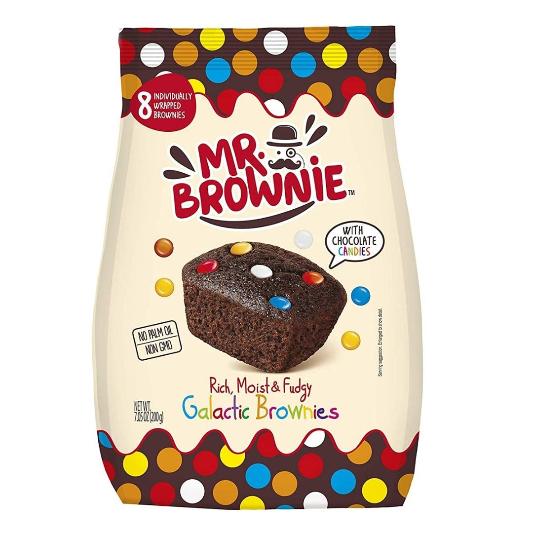 Mr.Brownie Galactic Brownies, paquete de 8 brownies con confites de chocolate de 200g 