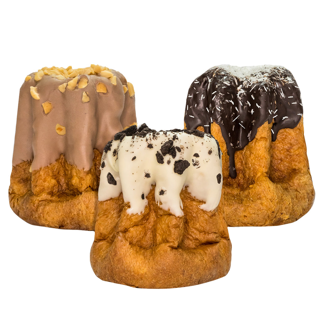 3 pandori artesanales de 200g Dark Choco & Coconut + Salted Caramel & Choco Peanuts + Cookies & Cream 