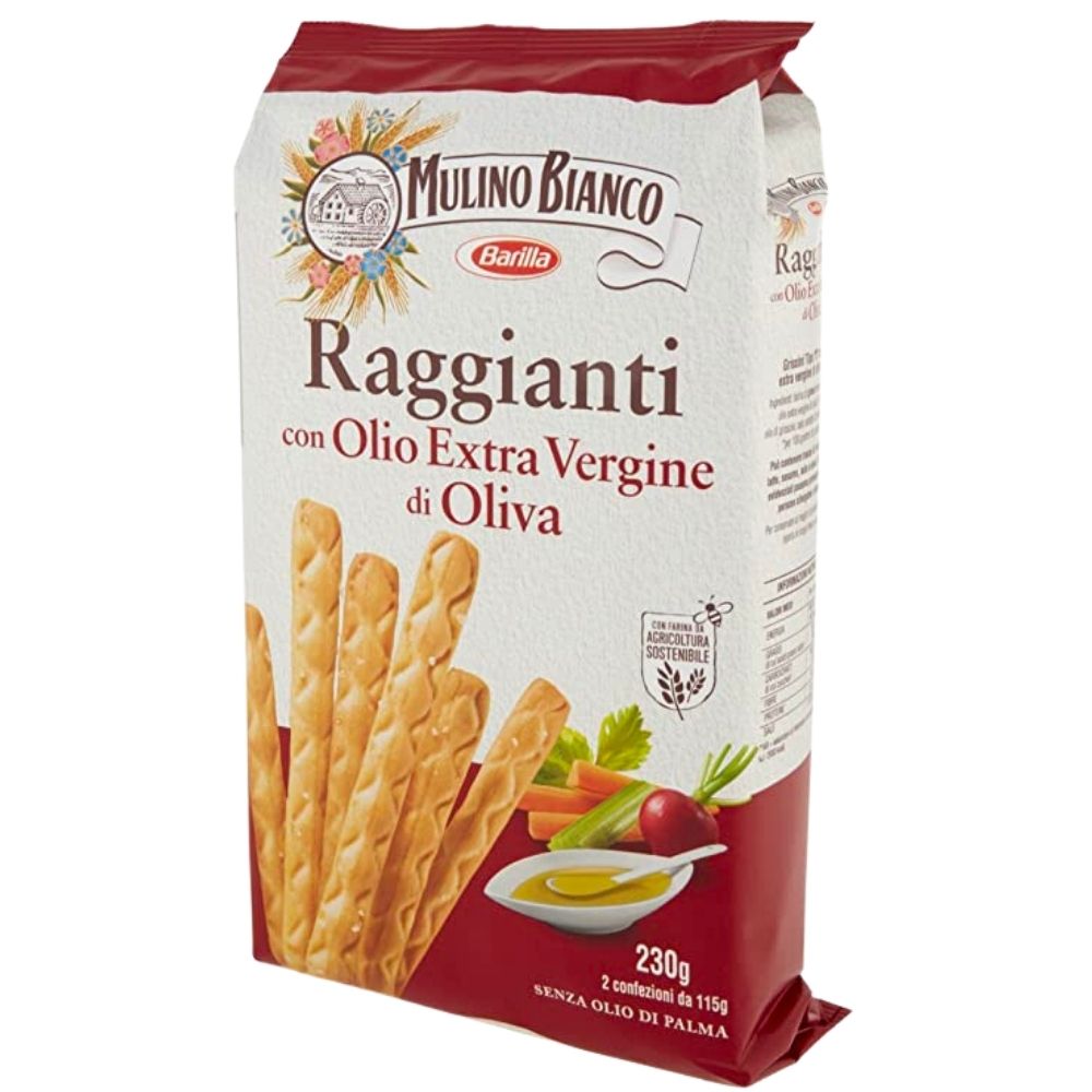 Raggianti Mulino Bianco, palitos de pan salados de 230g 