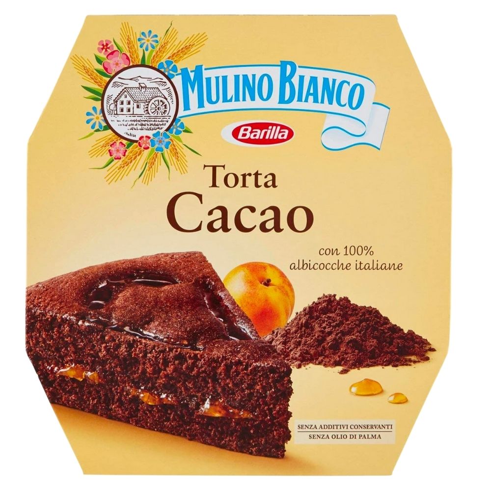 Torta Cacao Mulino Bianco, tarta de cacao con relleno de albaricoque de 590g 