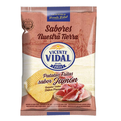 Confezione di patatine Vincente Vidal sabor jamon da 30g