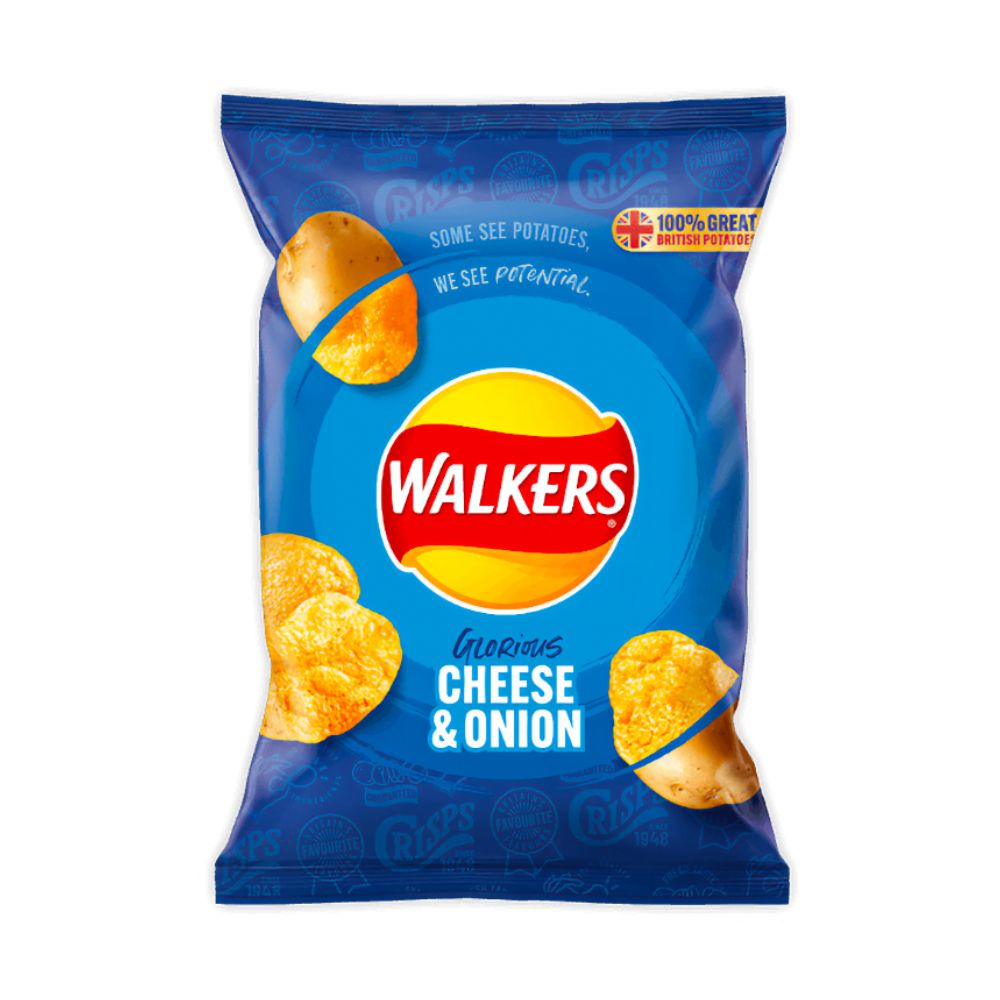 Walkers Cheese & Onion, patatas con sabor a queso y cebolla de 32.5g FCP 18/03/2023 