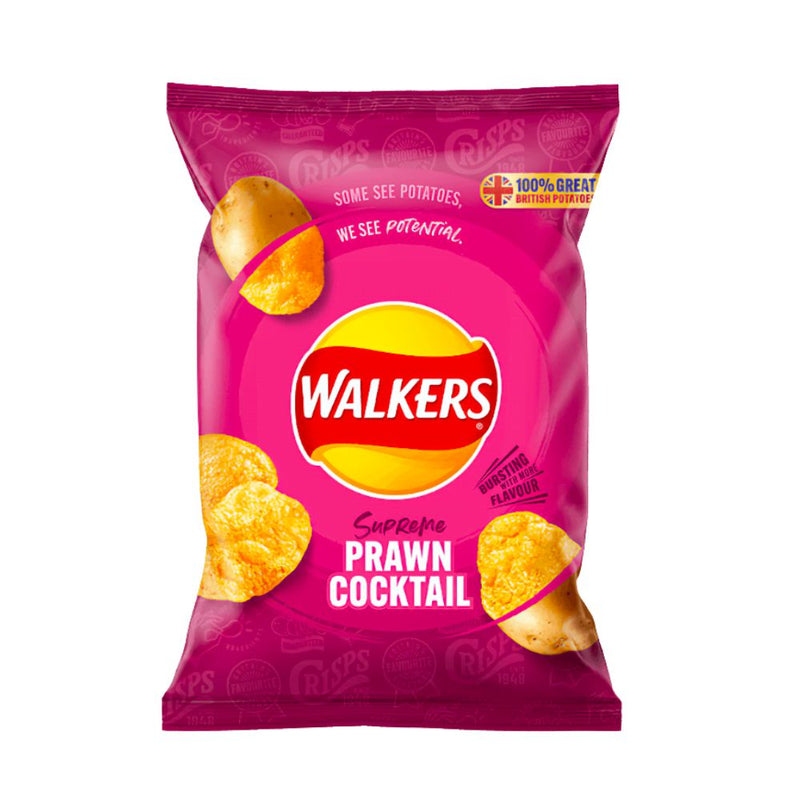 Confezione di patatine Walkers Supreme Prawn Cocktail da 32.5g